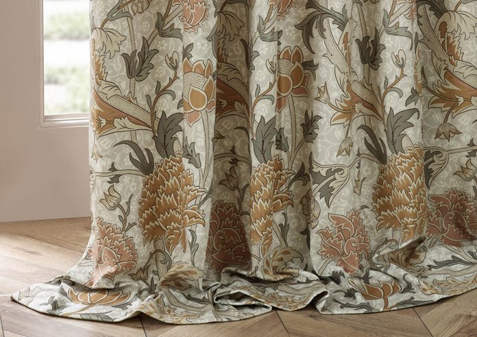 Cray Pencil Pleat, Stone/Clay - Ready Made Curtains - Image 6